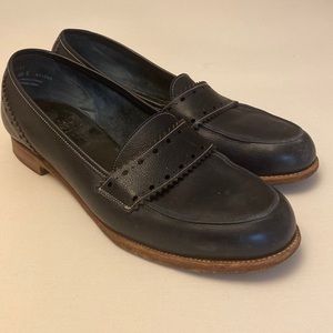 Crockett & Jones navy loafers made in England